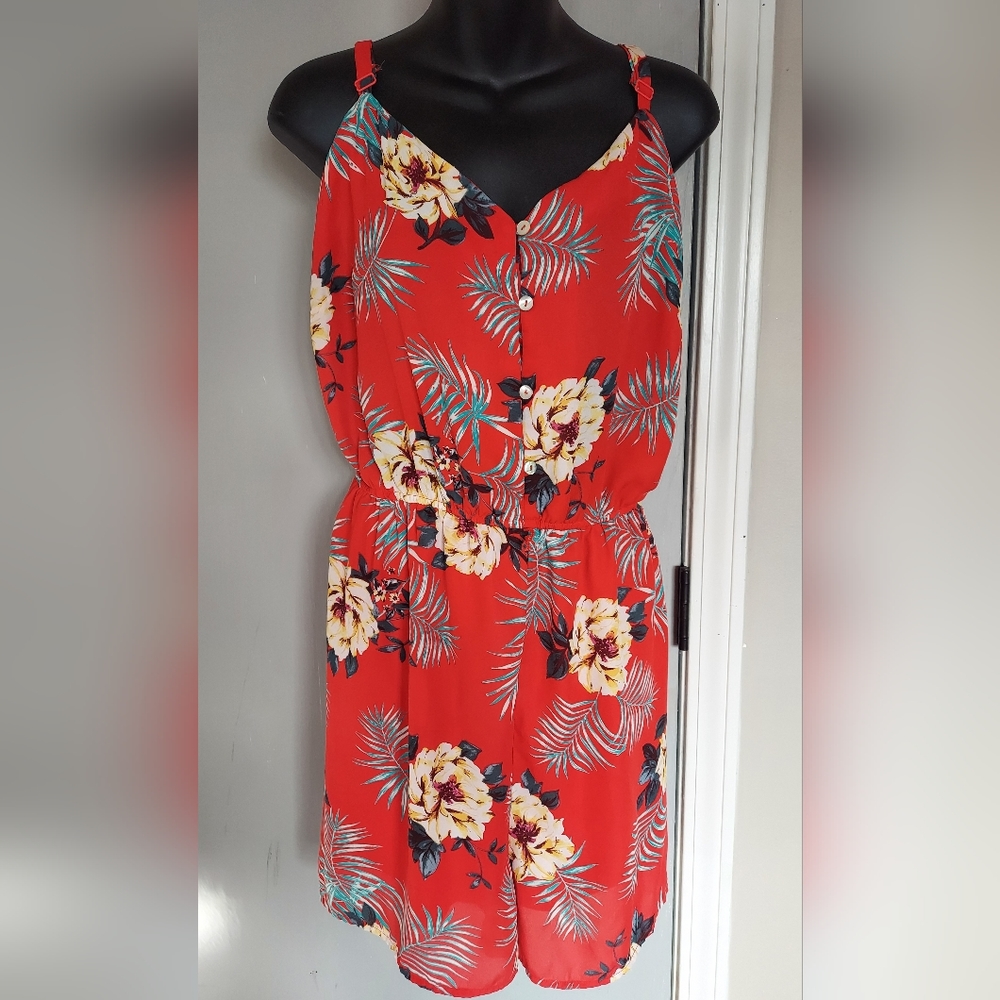 Red Floral Romper